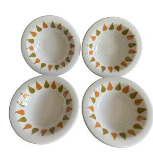 Shenango China Restaurantware Bowls Mid Mod Orange Green Teardrop Pattern 70s